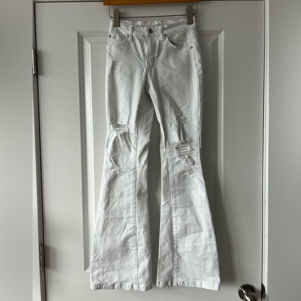 Rooted Denim distressed bootcut/flare Jeans - 31” inseam - size 24